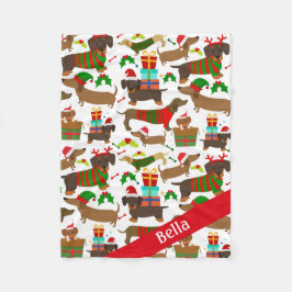 Weihnachts-Dackel Niedlicher Hund Haustier Fleecedecke