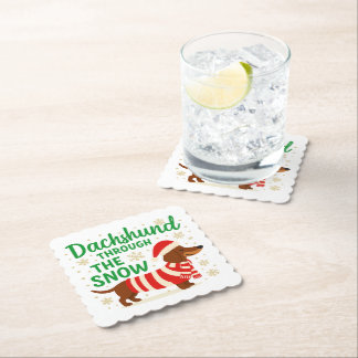 Weihnachts-Dackel-Papier-Getränkeuntersetzer Untersetzer