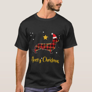 Weihnachts-Dackel Red Kariert Dog Lover Pajama T-Shirt