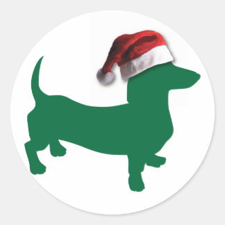 Weihnachts-Dackel Runder Aufkleber