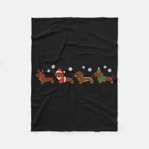 Weihnachts-Dackel Weihnachtsmannmütze Hund Lover H Fleecedecke