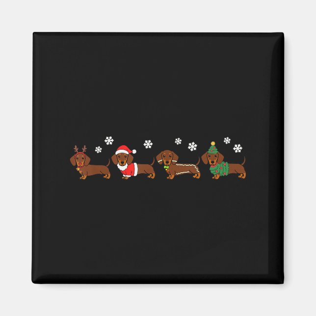 Weihnachts-Dackel Weihnachtsmannmütze Hund Lover H Magnet (Vorne)