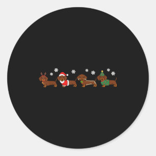 Weihnachts-Dackel Weihnachtsmannmütze Hund Lover H Runder Aufkleber