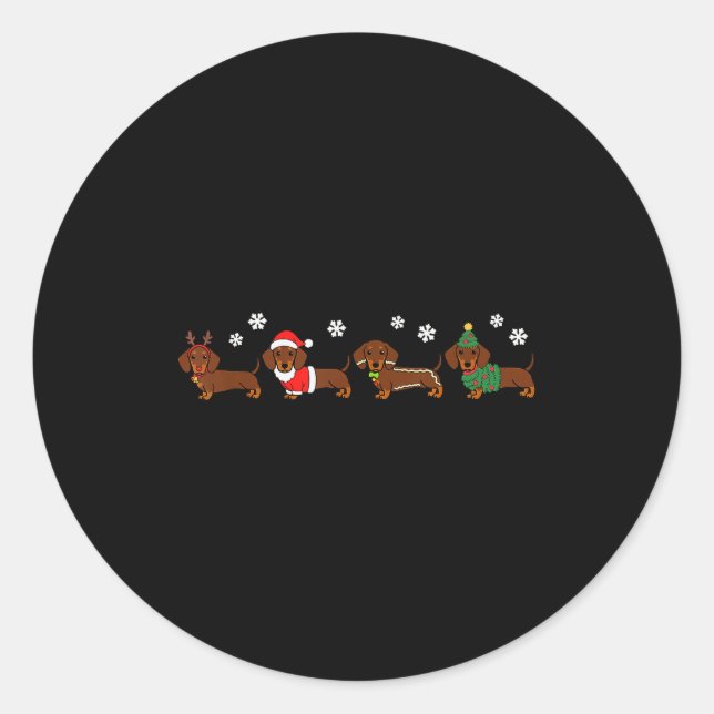 Weihnachts-Dackel Weihnachtsmannmütze Hund Lover H Runder Aufkleber (Vorderseite)