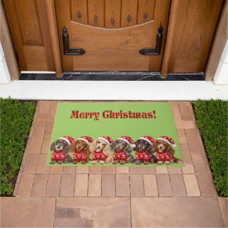 Weihnachts-Dackel-Welpen Fußmatte