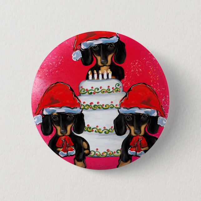 Weihnachts-Dackeln Button (Vorderseite)