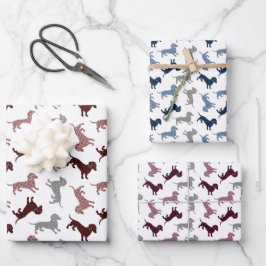 Weihnachts-Dackeln in Damask Geschenkpapier Set