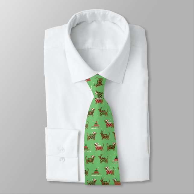 Weihnachts-Dackeln Neck Tie Krawatte (Gebunden)
