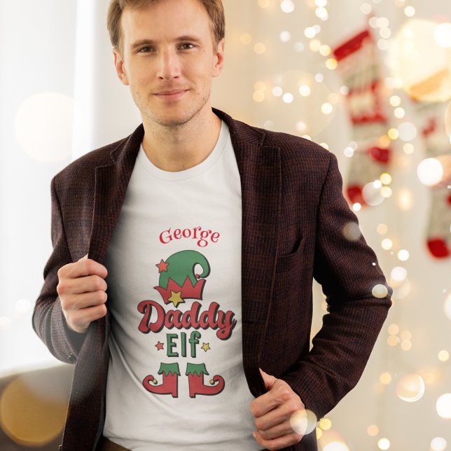 Weihnachts-Daddy Elf personalisierte Männer-T - Sh T-Shirt (Christmas Daddy Elf customized men's t-shirt)