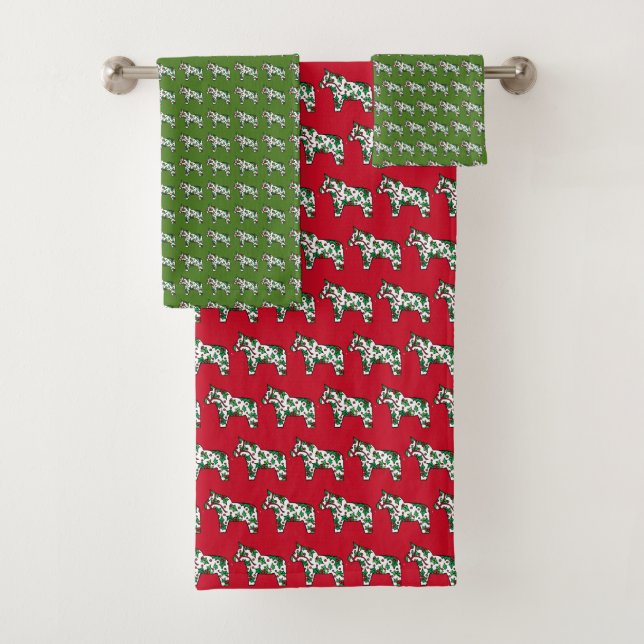 Weihnachts Dala Horse von Julia Persson Morrill Badhandtuch Set (Insitu)
