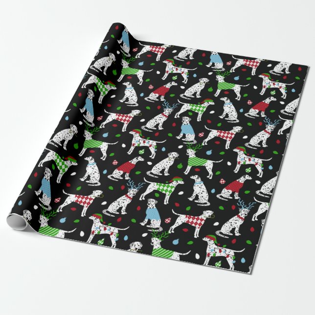 Weihnachts-Dalmatiner Geschenkpapier (Ungerollt)