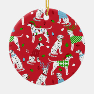 Weihnachts-Dalmatiner Keramik Ornament