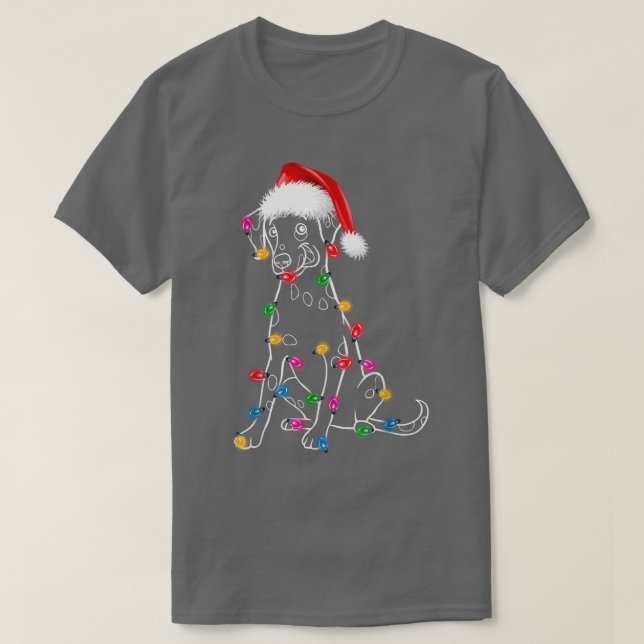 Weihnachts-Dalmatiner mit Lights Weihnachtsmannmüt T-Shirt (Design vorne)