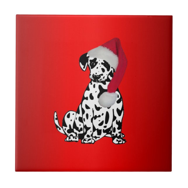 Weihnachts-Dalmatiner Red Fliese (Vorderseite)