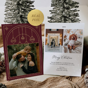 Weihnachts-Deco-Linie Art Burgund Foto Gold Folien Feiertagskarte