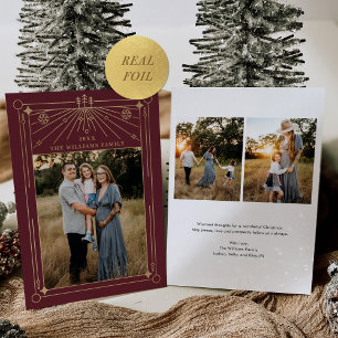 Weihnachts-Deco-Linie Art Burgund Foto Gold Folien Feiertagskarte