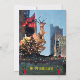 Weihnachts-Dekorierte Rentier-Schneefall-FLAT Feiertagskarte