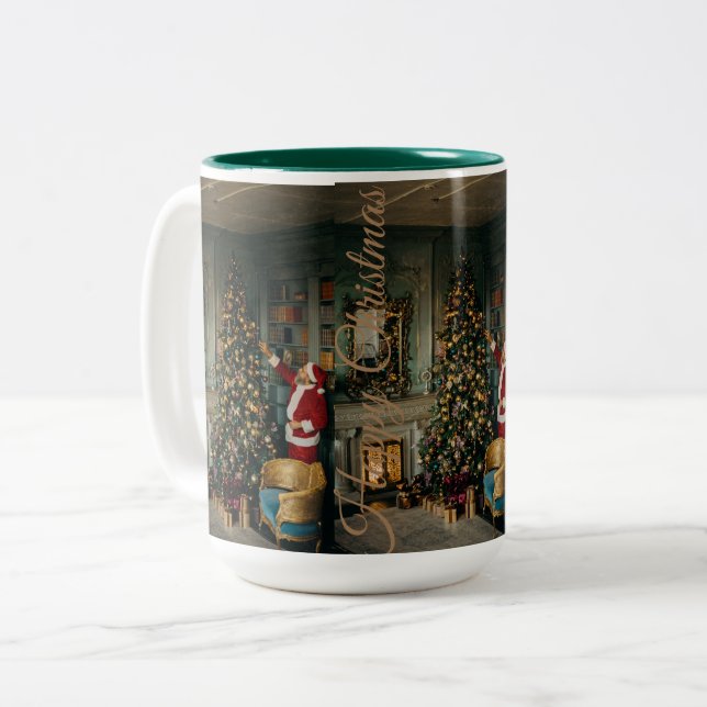 Weihnachts-Design-Kaffeebeutel Zweifarbige Tasse (Vorderseite Links)