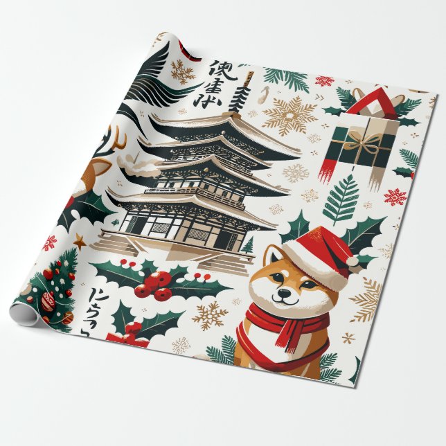 Weihnachts-Design-Muster - Japan Thema 2 Geschenkpapier (Ungerollt)
