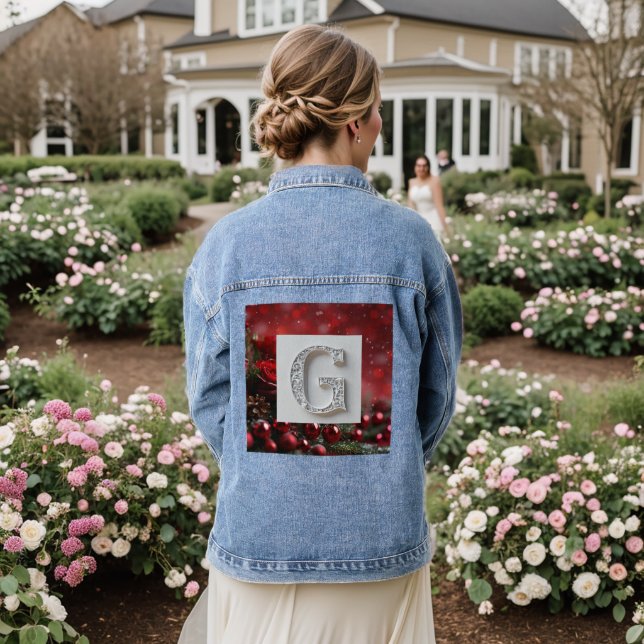 Weihnachts Designer Denim Jacket Jeansjacke (Hochzeit Rückseite)