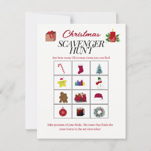 Weihnachts Designs Scavenger Hunt Game Card Einladung