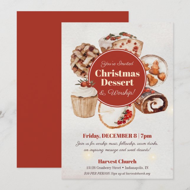 Weihnachts-Dessert-Kirchenparty Feiertagskarte (Vorne/Hinten)