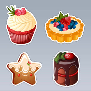 Weihnachts-Dessert mit Cupcake, Gingerbread & Tart Aufkleber