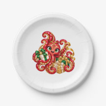 Weihnachts-Dessert-Teller – Eva der Oktopus