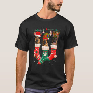 Weihnachts-Deutscher-Schaferhund-Socke Xmas-Rentie T-Shirt