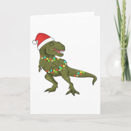 Weihnachts Dinosaur T-Rex Santa Grußkarte Karte