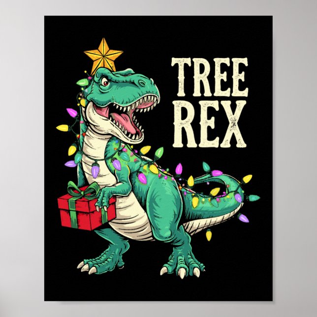 Weihnachts-Dinosaurier-Baum Rex Schlafanzug Männer Poster (Vorne)