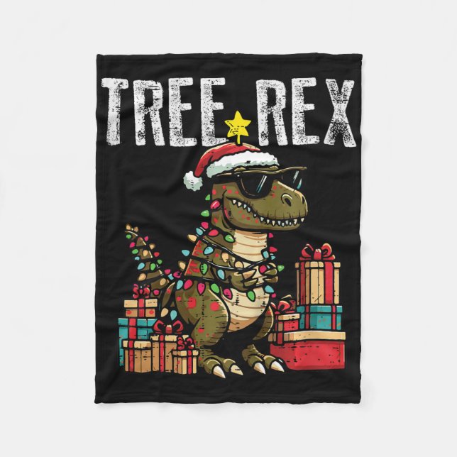Weihnachts-Dinosaurier-Baum Rex Xmas Trex Kleinkin Fleecedecke (Vorderseite)