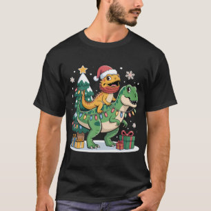 Weihnachts-Dinosaurier-Fahrt mit Santa-Echse T-Shirt