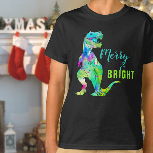 Weihnachts-Dinosaurier Frohe & Helle T-Rex-Zitat T-Shirt