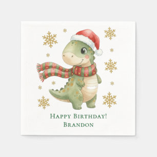 Weihnachts-Dinosaurier-Geburtstagsfeier Serviette