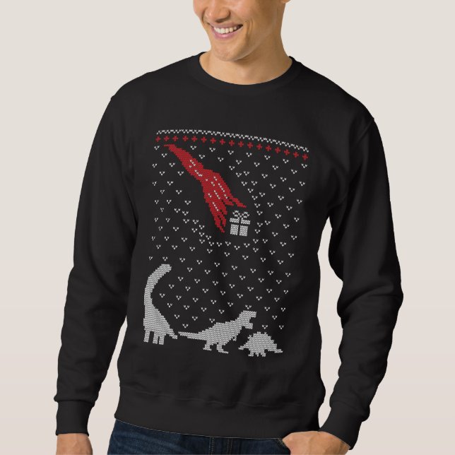 Weihnachts Dinosaurier hässlich Pullover Sweatshir (Vorderseite)