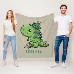 Weihnachts-Dinosaurier-Licht-Party Lustiger Baum R Fleecedecke
