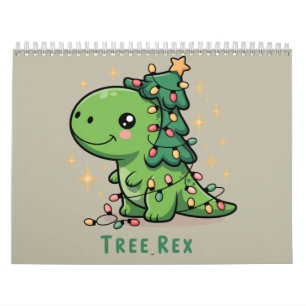 Weihnachts-Dinosaurier-Licht-Party Lustiger Baum R Kalender