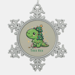 Weihnachts-Dinosaurier-Licht-Party Lustiger Baum R Schneeflocken Zinn-Ornament