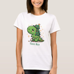 Weihnachts-Dinosaurier-Licht-Party Lustiger Baum R T-Shirt