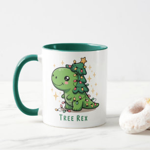Weihnachts-Dinosaurier-Lichtparty Lustiger Baum Re Tasse