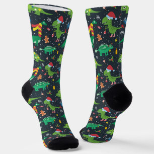 Weihnachts-Dinosaurier Socken