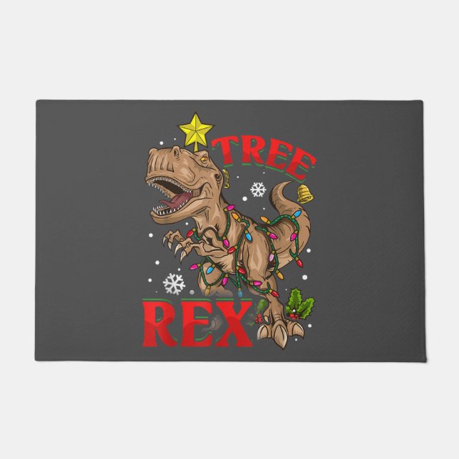 Weihnachts Dinosaurier Tree Rex Lights TRex Xmas G Fußmatte (Vorderseite)
