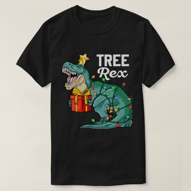 Weihnachts Dinosaurier Tree Rex Niedlich Boys Kind T-Shirt (Design vorne)