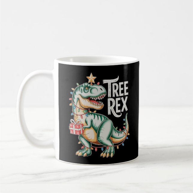 Weihnachts Dinosaurier Tree T Rex Xmas Lights Holi Kaffeetasse (Links)