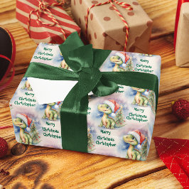 Weihnachts-Dinosaurier-Weihnachtsmannmütze Geschenkpapier