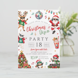Weihnachts-Disco-Santa-DJ-Schneemann-Party Einladung