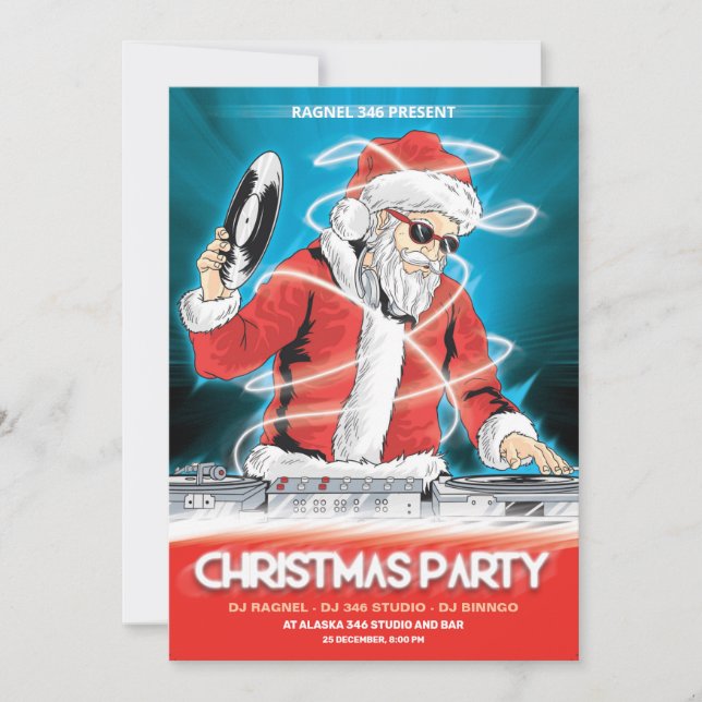 Weihnachts-DJ-Musik-Party Einladung (Vorderseite)