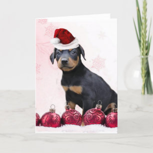 Weihnachts Doberman Welpengrüßkarte Feiertagskarte