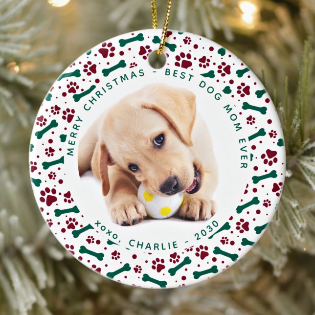 Weihnachts-DOG-MAMA Personalisiertes Niedliches Ha Keramik Ornament (Von Creator hochgeladen)
